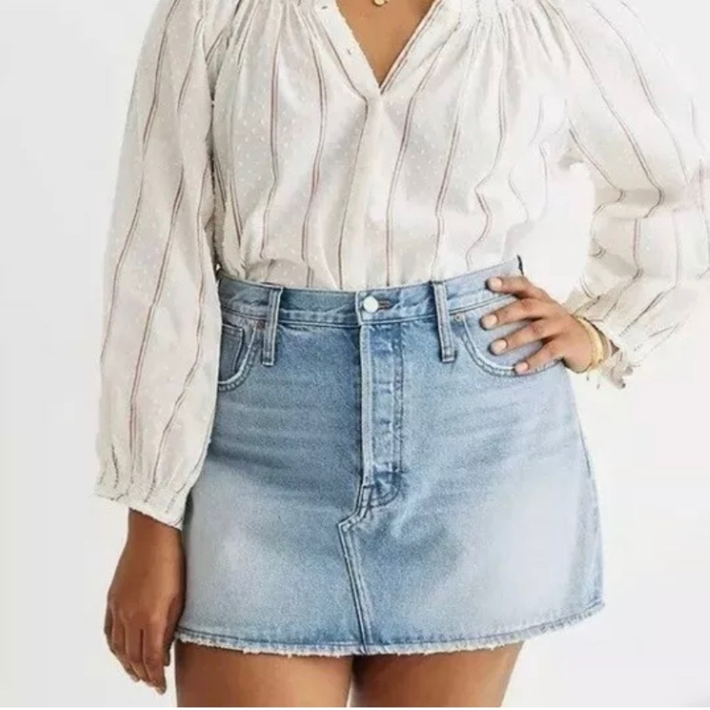 MADEWELL rigid faded denim super mini skirt
